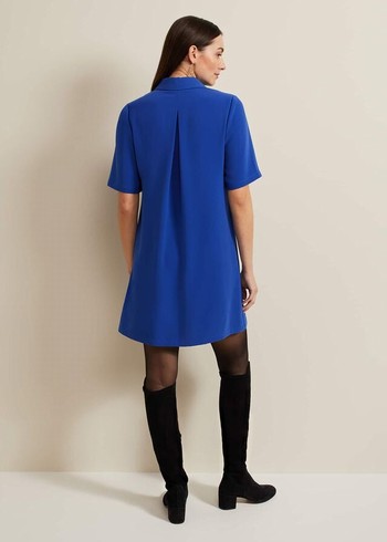 Phase Eight Cara Button Through Tunic Dress Blue Australia | ZJ3192076